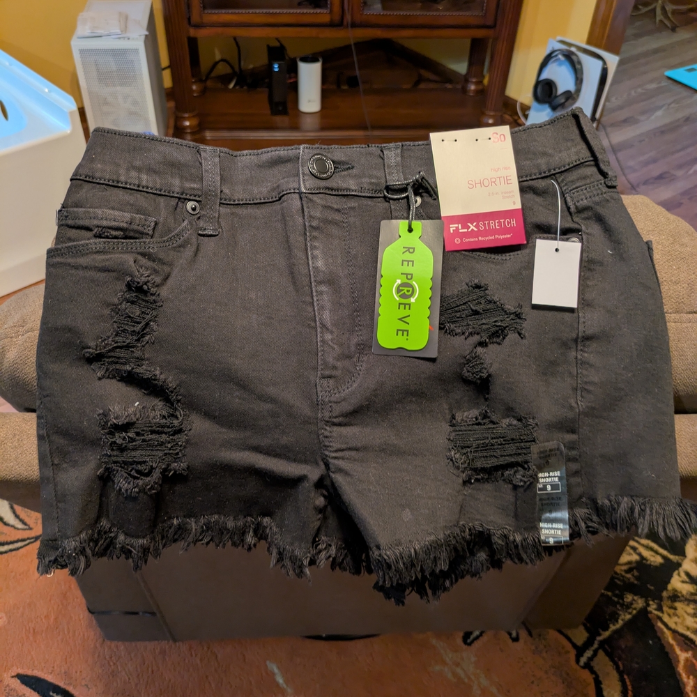 SO Black Distressed Jean Shorts with Raw Hem